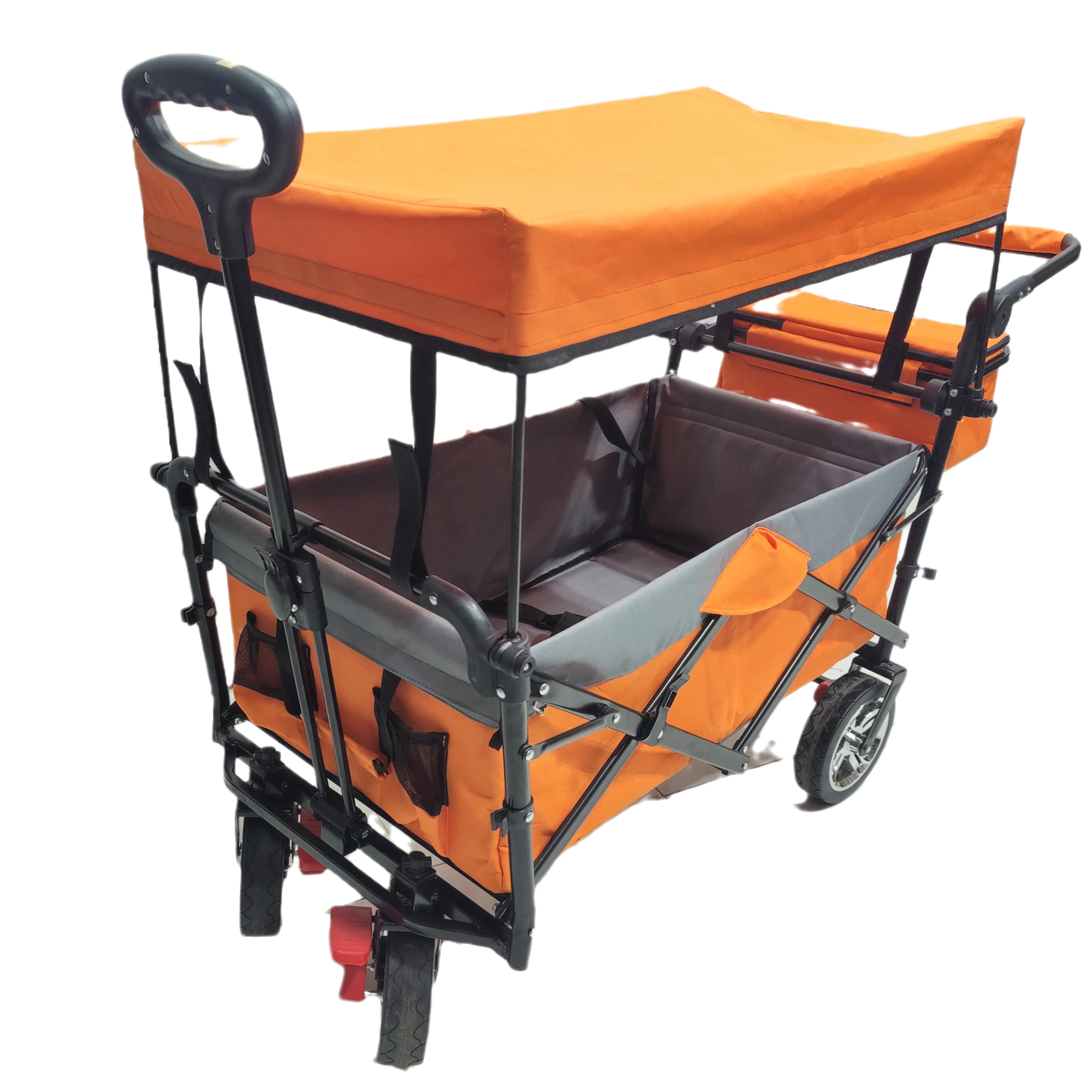 Outdoor Collapsible Folding Wagon For Kids And Cargo Canopy Wagon Truck With All-Terrain Wheels Brake