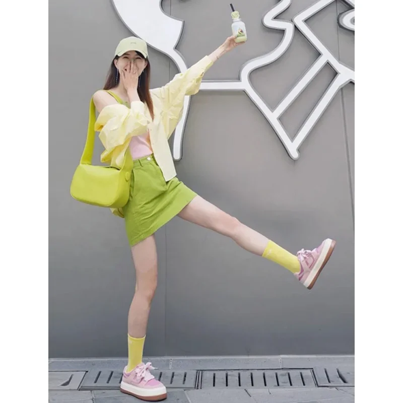 2025 Spring Summer New Women's Sweet Pink Sling Shirts Mini Skirts 1 or 3 Piece Set Lady Fashion Blouse Vest Skirt Outfits