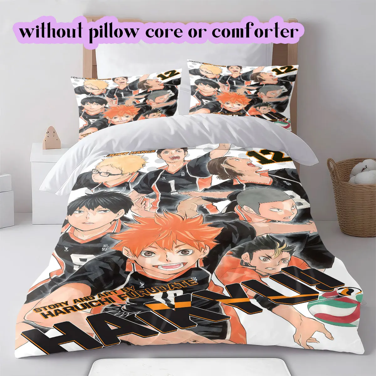 Team Spirit Haikyu Printed Duvet Cover and Bedding Set, Various Sizes