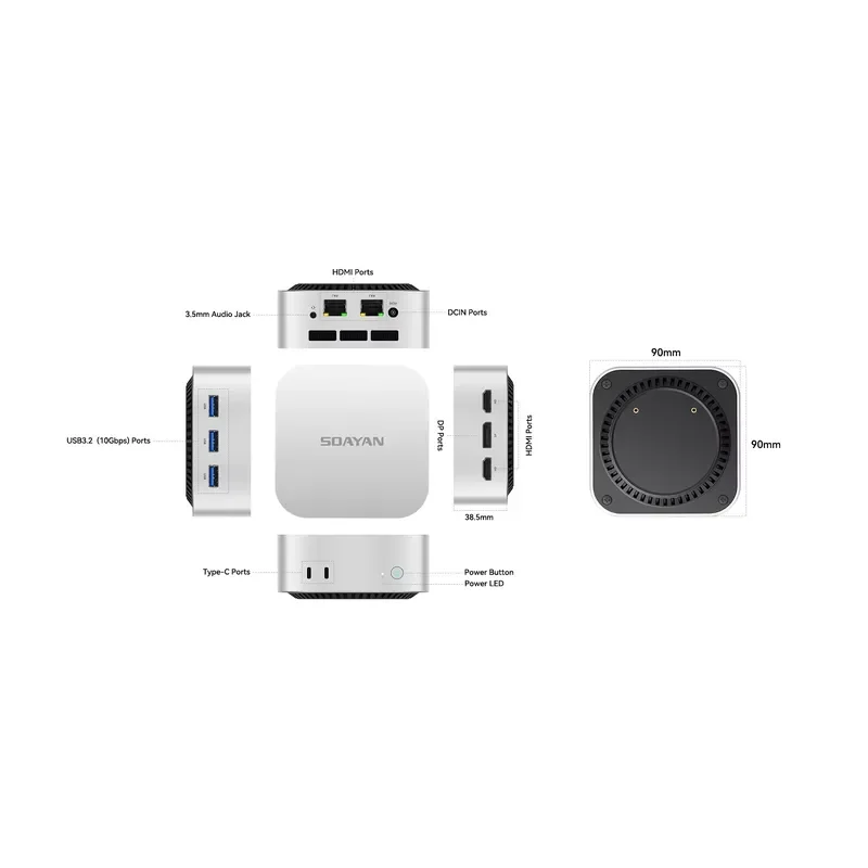 BOLRZO Mini PC N100 Quad Core 12GB LPDDR5 512GB SSD DP 4K Dual LAN Dual Type-C Win11 Pro Linux Small Desktop PC
