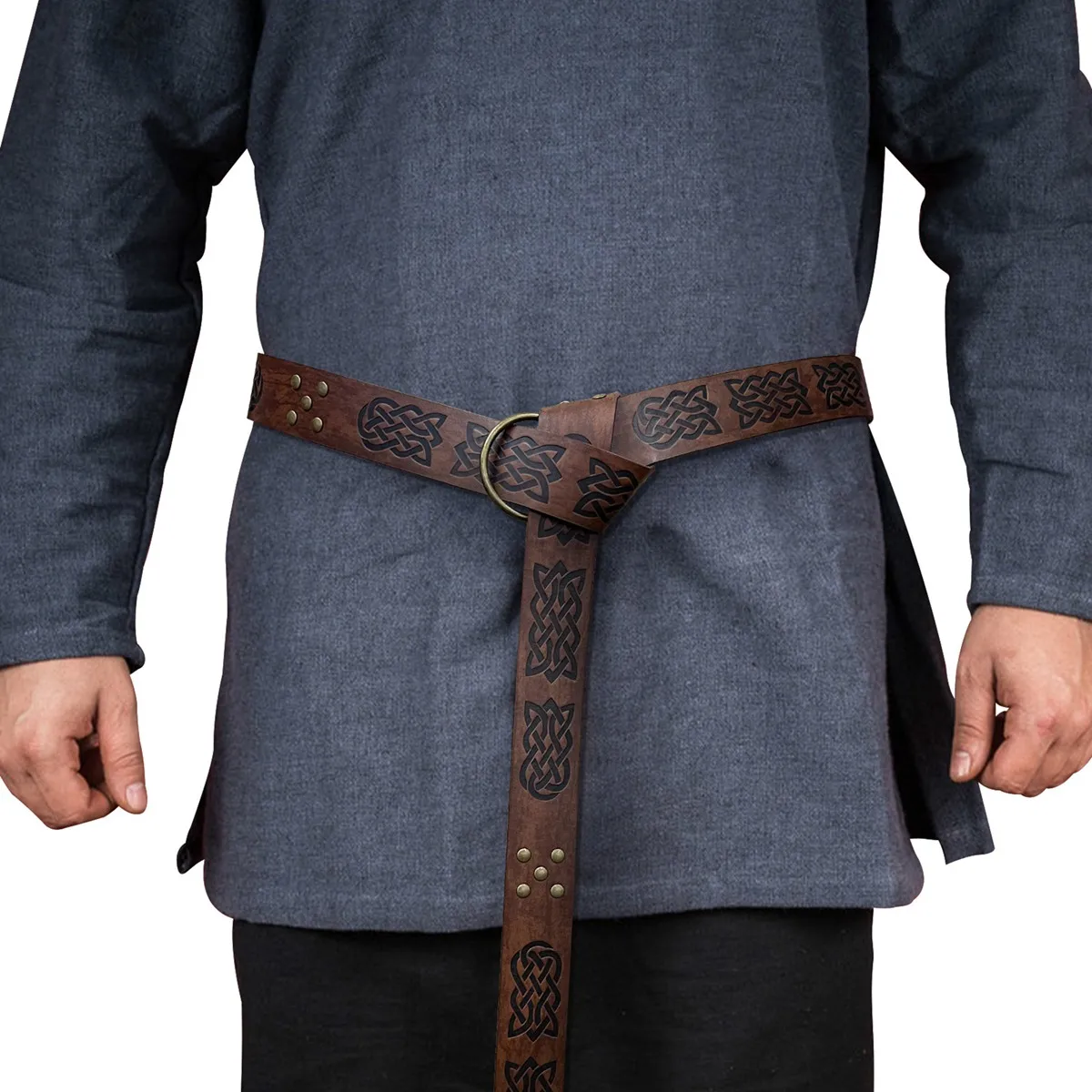 Medieval Embossed PU Leather O Ring Belt,Retro Belt Cosplay Costume