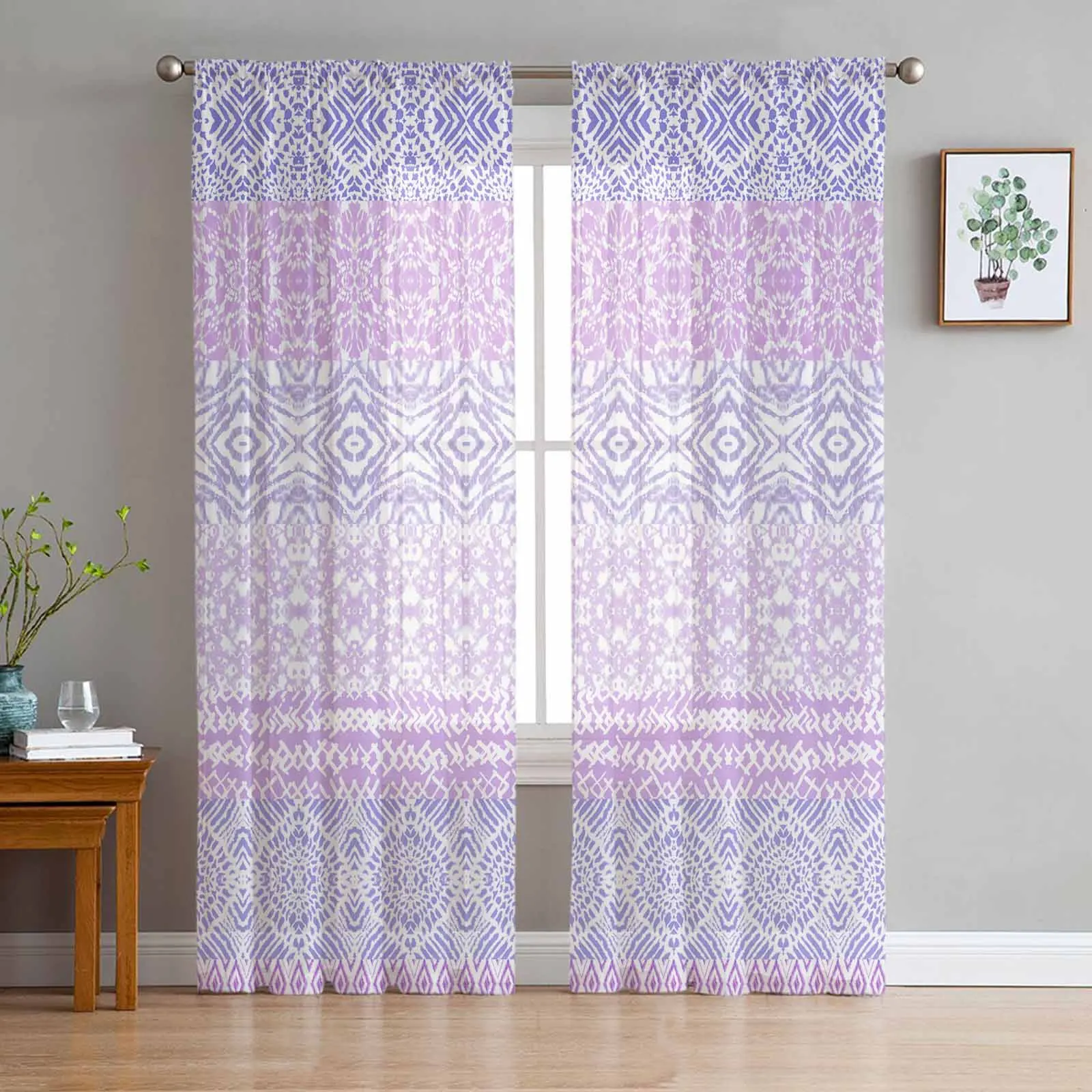 Hand Drawn Bohemian Wax Printing Sheer Curtain Living Room Drapes Home Bedroom Voile Curtain Tulle Window Curtain