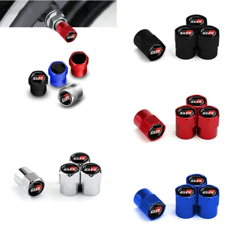 4Pcs Car Wheel Tire Valve Caps Air Stem For Toyota GR Sport Gazoo Racing Yaris 86 Corolla Hilux Supra C-HR Tyre Plug Accessories