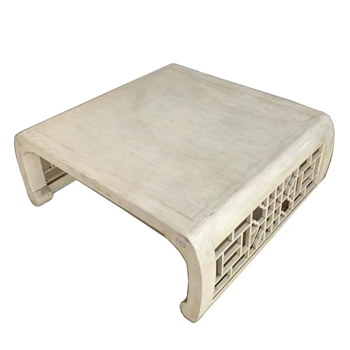 New Chinese style old white all solid wood carving living room coffee table tea table antique simple living