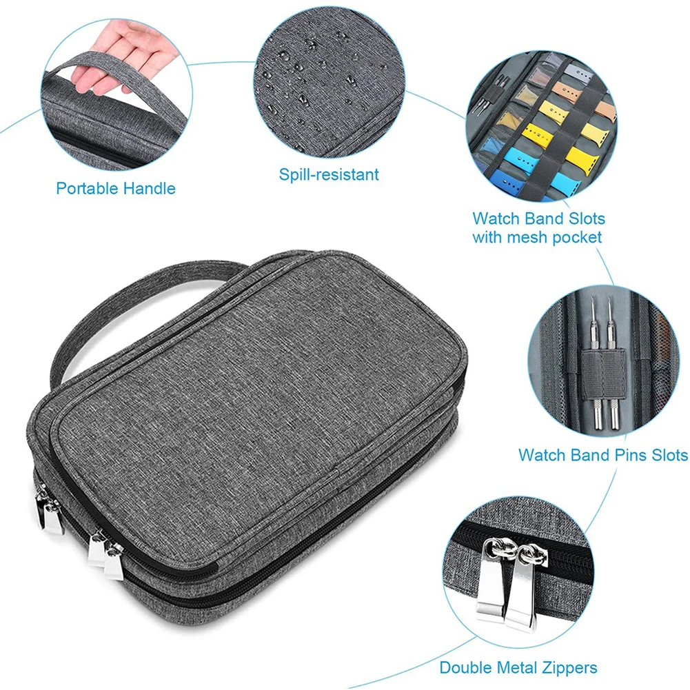 Smart Watch Watchband Storage Box Travel Pouch Strap Boxes 36-Slot Multifunctional Watch Strap Organizer Box for Apple Watch