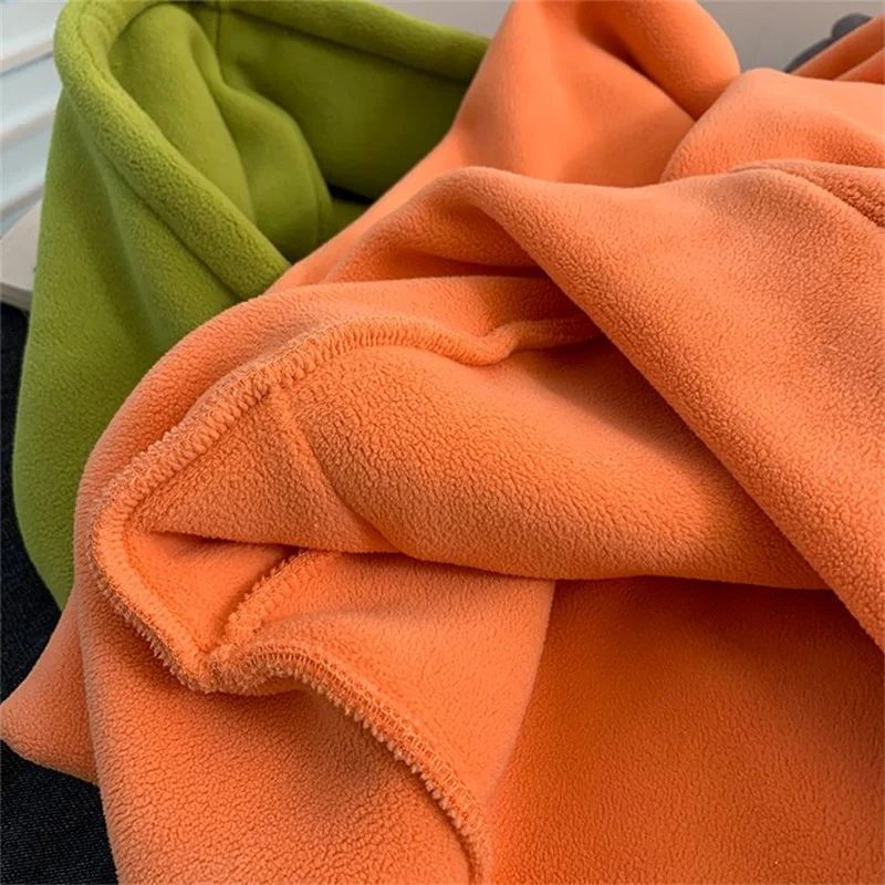 2025 موضة برتقالية هوديس بلوزات المرأة الصوف معاطف الخريف الشتاء طويلة الأكمام فضفاضة بلوزة سيدة ملابس خارجية غير رسمية