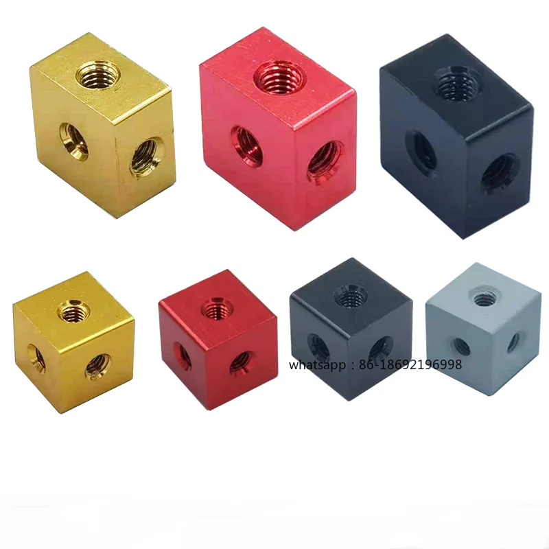 M3M4M5M6M8M10 Aluminum Alloy Six-sided Nut Tee Screw Hole Color Connecting Block Chassis Shock Absorption Foot 10 Pack