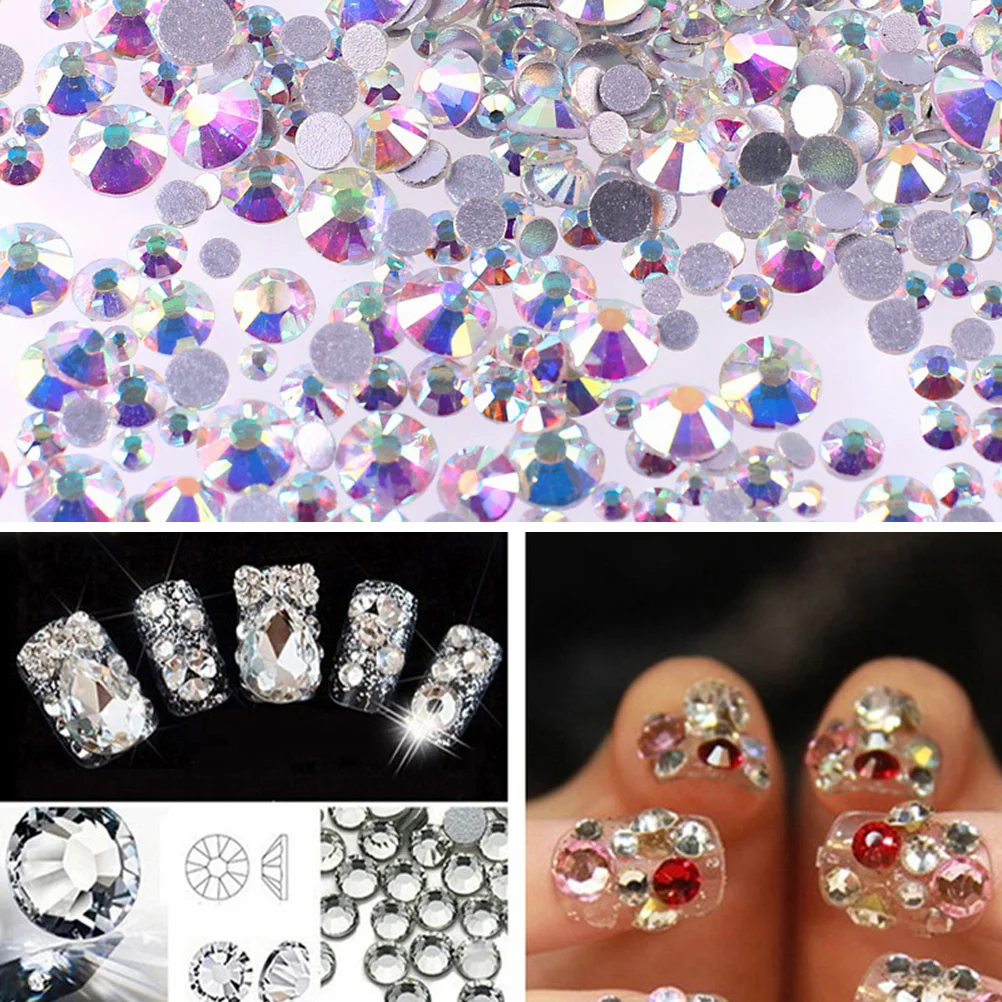 1440 قطعة مسمار الفن الراين 2.8 مللي متر كريستال Ab مستديرة ظهور مسطح مختلط الألوان ثلاثية الأبعاد زينة ل Uv هلام الاكريليك الأظافر مجوهرات #6