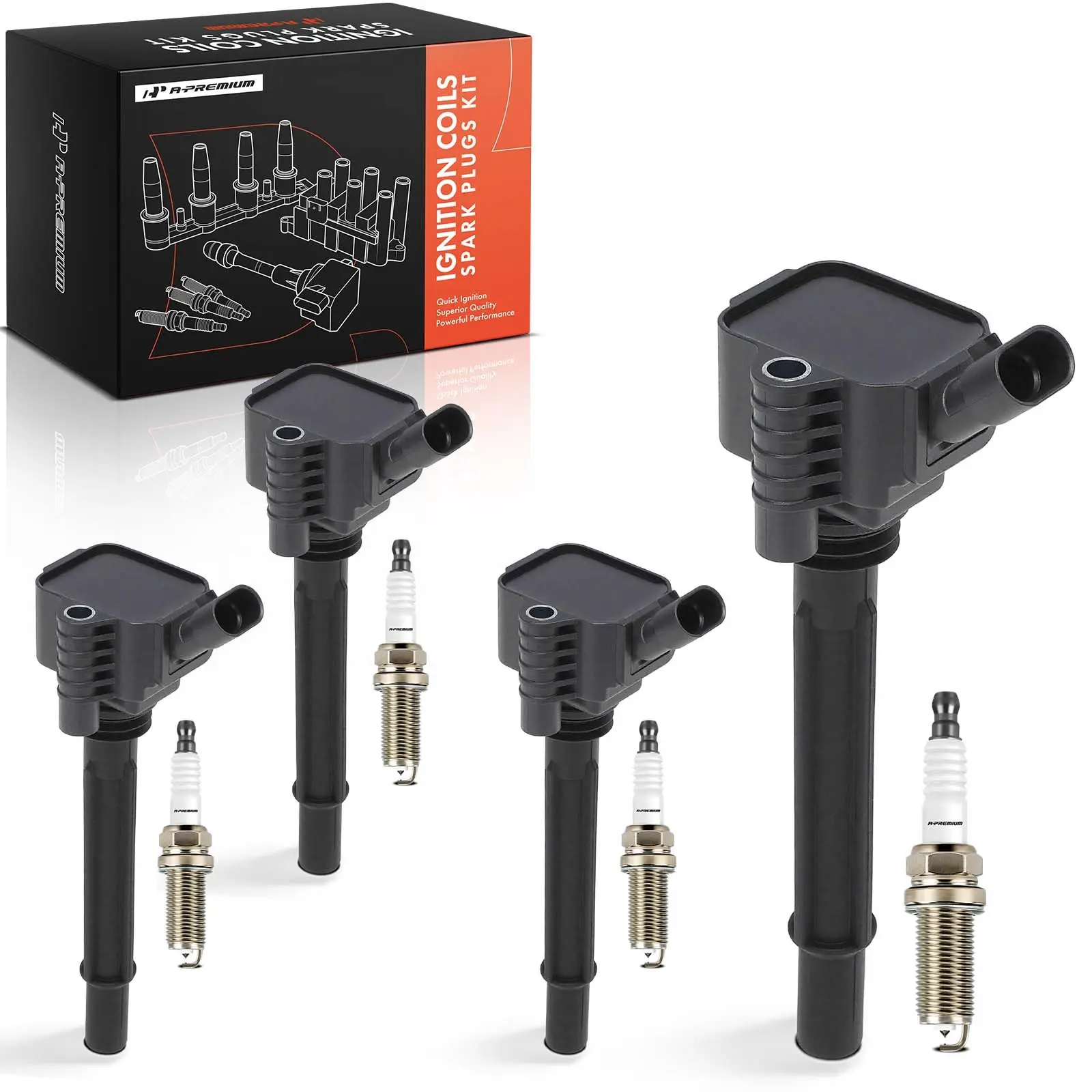A-Premium 4x Ignition Coils & 4x Iridium Spark Plug Kit for Dodge Dart 13-16 Fiat 500 1.4L