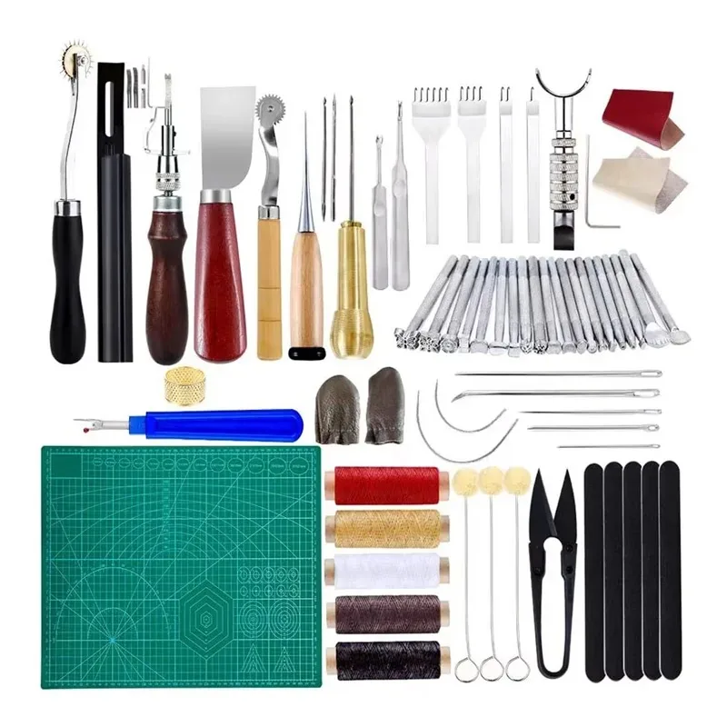 L-001 60 Pcs Leather Craft Processing Tools Set Leather Craft Sewing Splicing Punching Leather Tools