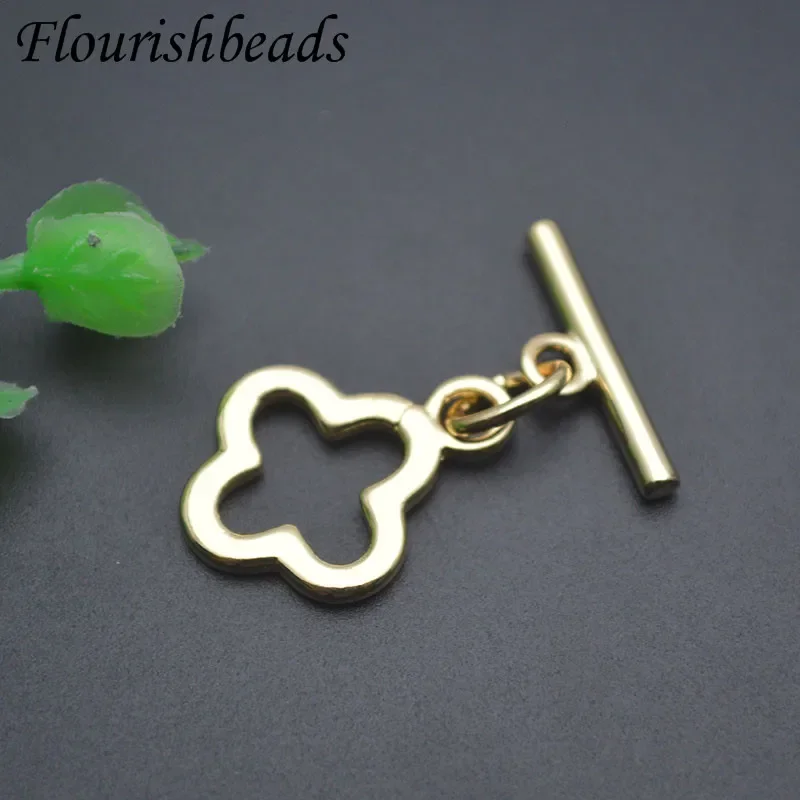 

18K Gold Plated Flower Shape Toggle OT Clasps for DIY Bracelets Pearl Necklaces Making Connectors Accessories