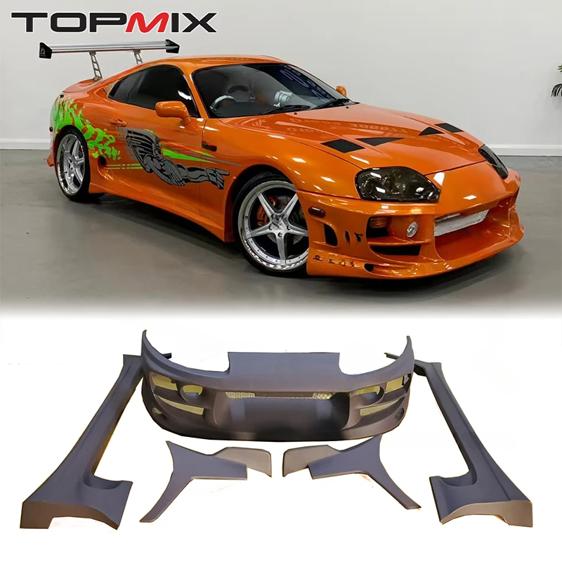 

Для Toyota Supra JZA80 A80 1993-2002: Комплект обвеса в стиле Fast & Furious (передний бампер, боковые юбки, задние спойлеры), неоригинальный