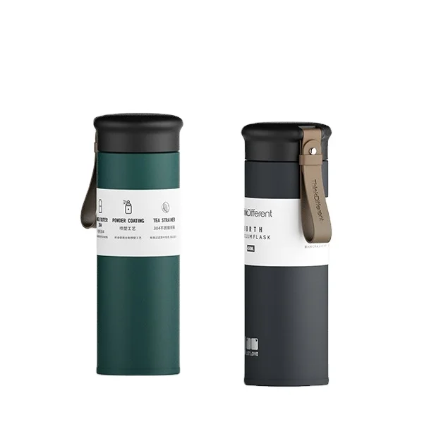 

New 2024 Portable Water Bottles 450ml Coffee Travel Mug Think Different Double Wall Stainless Steel Vacuum Flask,one piece