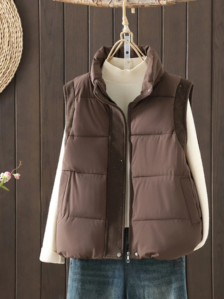 

Thiened, хлопковая теплая верхняя одежда, жилет с высоким воротником, женская зимняя многослойная одежда небольшого размера, пальто с подкладкой на подкладке