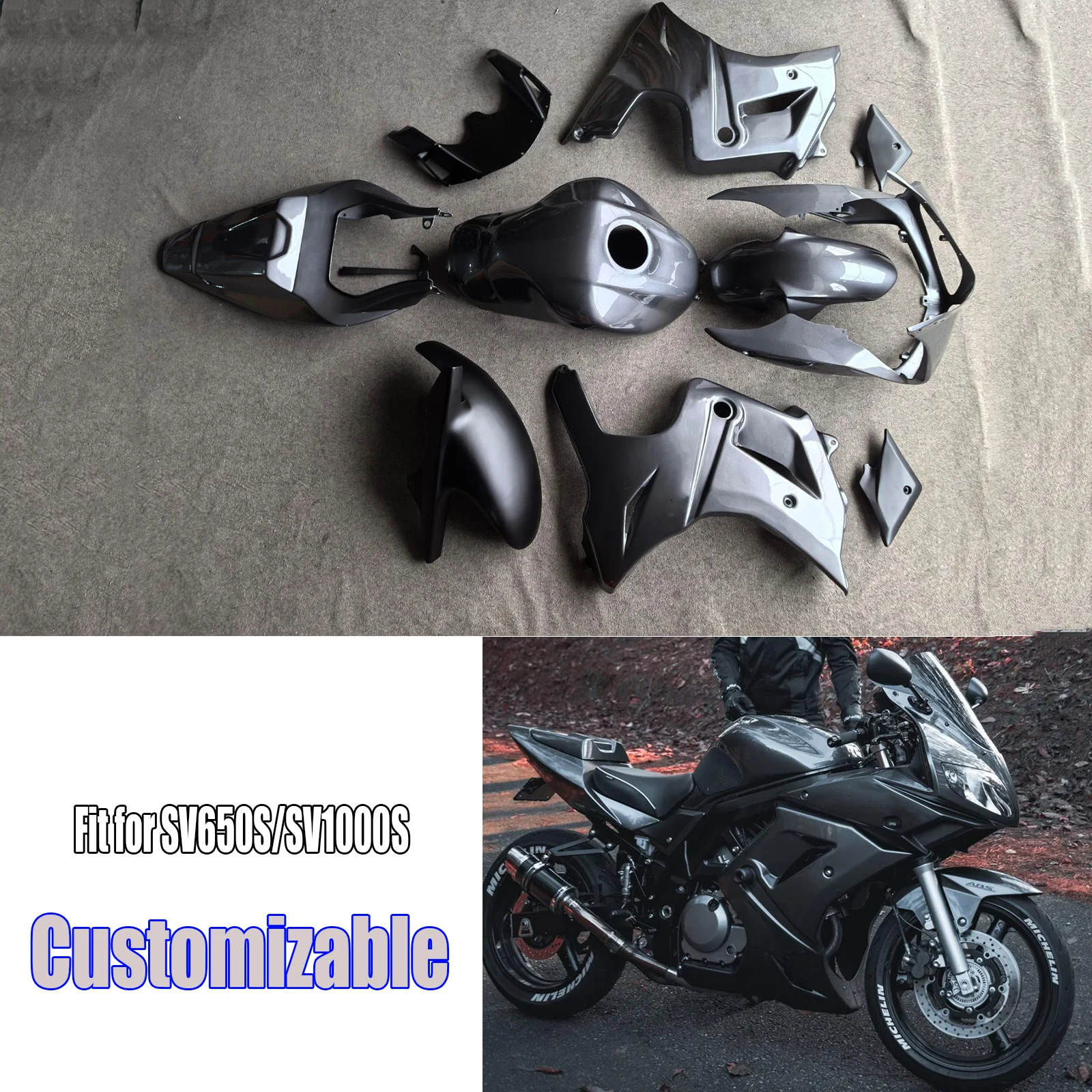 Motorcycle Customizable Bodywork Fit For 2003 - 2011 SV650 SV650S SV1000 SV1000S Fairing Set Kit Panel 2004 2005 2006 2007 2008