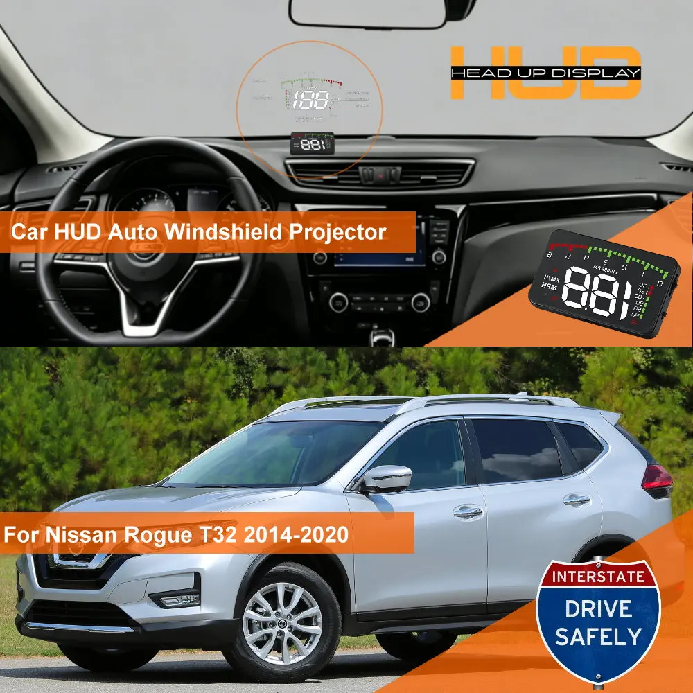 Car Head Up Display HUD For Nissan Rogue S35 2008-2013 T32 2014-2020 T33 2020-2026 Auto Windshield Projector Accessories