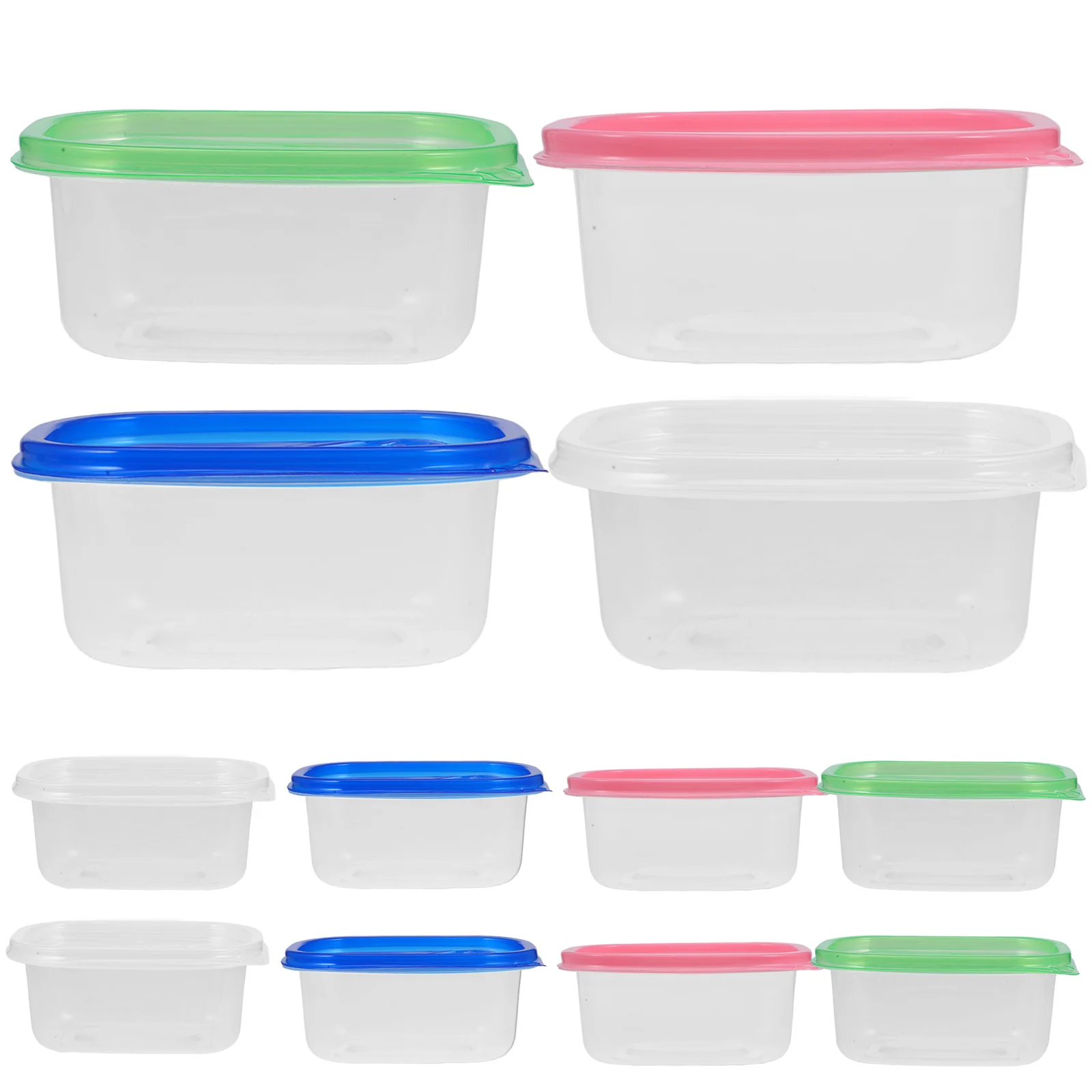 

12Pcs Rectangular 280Ml Disposable Lunch Boxes Plastic Food Containers with Covers Leak Proof for Home Restaurant Travel Use