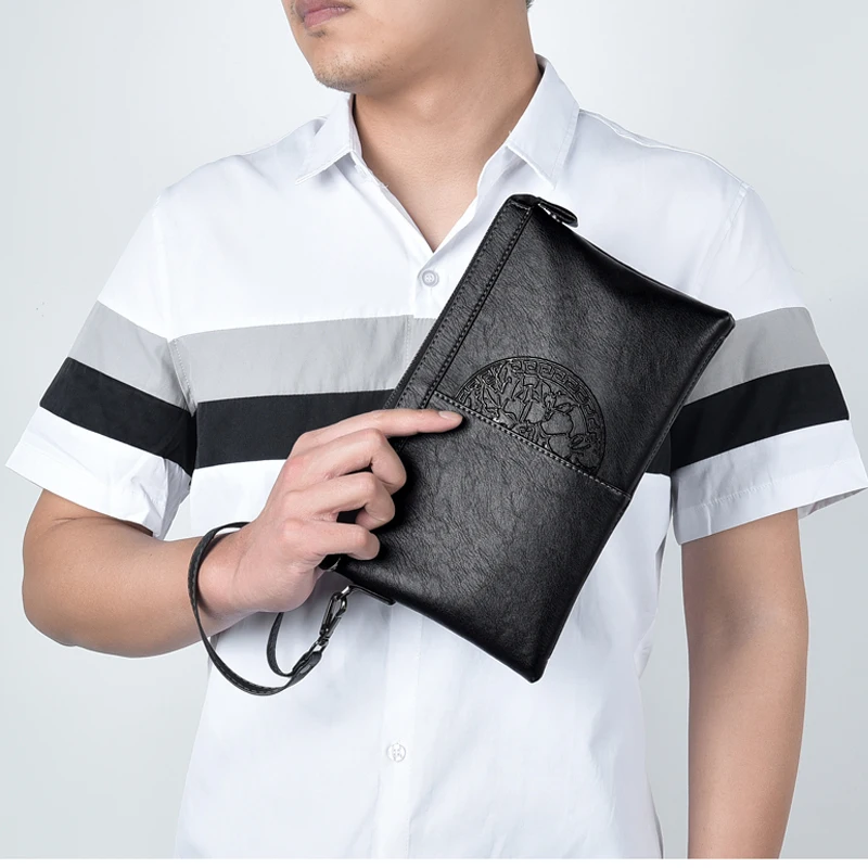 Genuine Leather Casual Men's Top Layer Cowhide Handbag Luxury Emed Soft Handle Busin OL Zipper Closure сумка