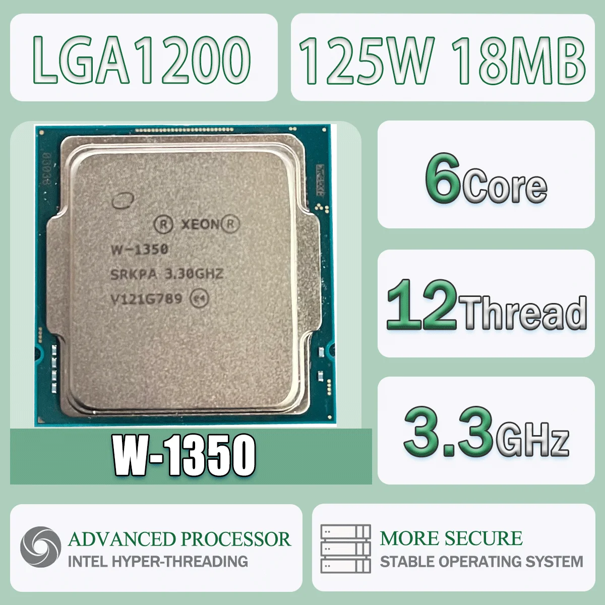 Intel Xeon W-1350 6 núcleos 12 hilos 3,3 GHz 125 W 18 MB de caché 10 nm Rocket Lake-W DDR4-3200 MHz SRK48 LGA 1200 UHD gráficos P750