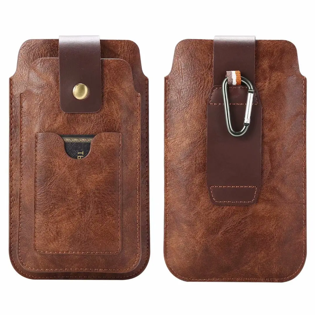 Cow Leather 7.2 Dual Pouch Phone Belt Clip Case For iPhone 16 15 17 13 12 Pro Max Samsung S25 S24 Plus Redmi Men Waist Bag Cover