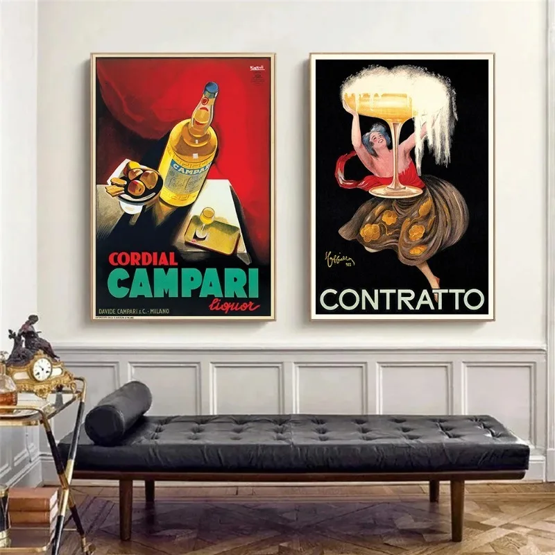 Retro Italian Food&Drink Barilla Pasta Carpano Vermuth Aperol Liqueur Poster Painting Wall Art Pictures Home Bar Decor