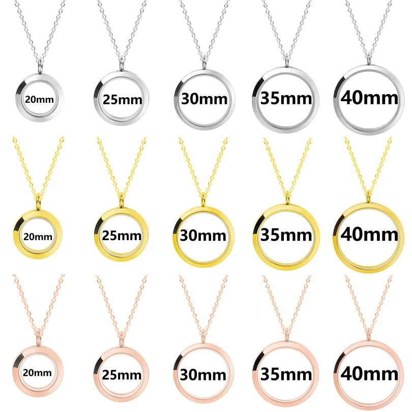 New 1PC Mix Size Round Living Memory Photo Relicario Locket Pendant Floating Chams Picture Necklaces For Jewelry Women Men Gift