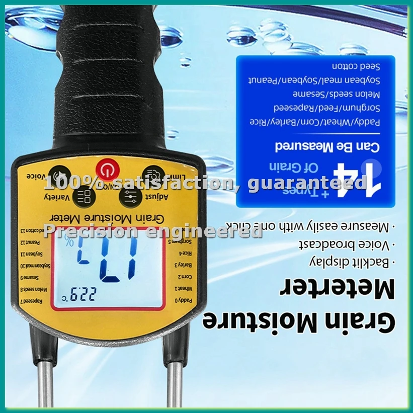 Digital Smart Grain Moisture Meter for 14 Grains Moisture Testing Wheat Corn Beans Rice Soybean Sorghum Peanut Sesame-A14I