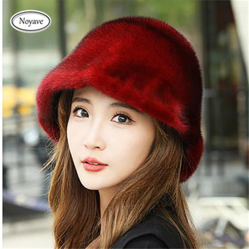 100% Real Mink Fur Hat Edamame Beanie For Girls Soft Thickened Furry Beret Ladies Hat Elegant Winter Outdoor Windproof Warm Hat