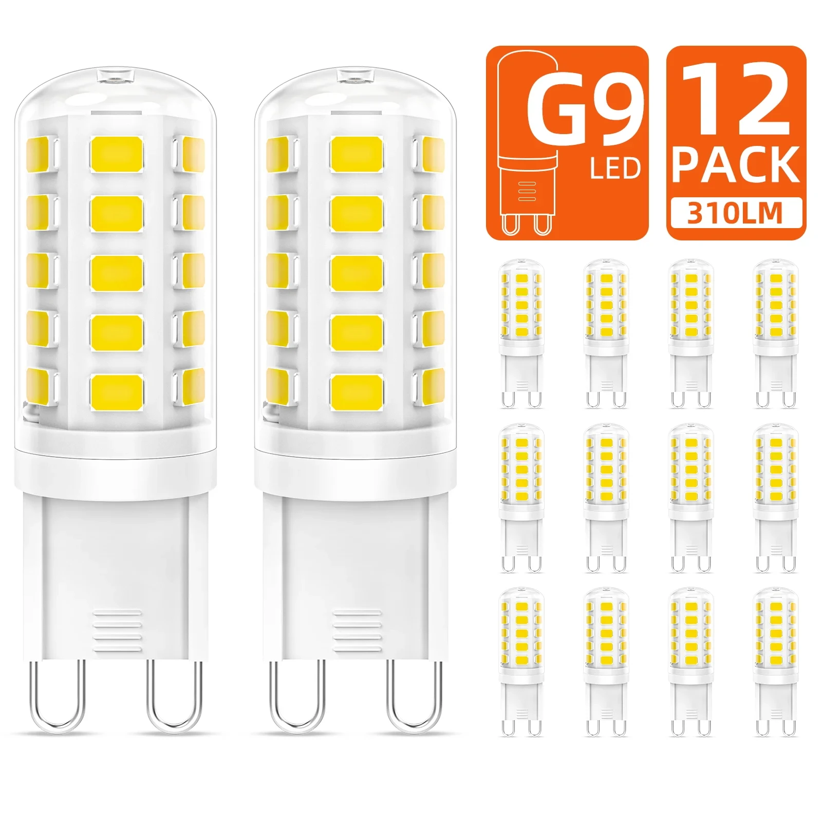 G9 LED Bulb 3W AC 120V, Aluminum Corn Light, 2700K Soft Warm White & 6000K Natural White, Plastic G9 Base for Home Lighting, Ceiling Fans, Chandeliers, Wall Sconces, 2 Color Options