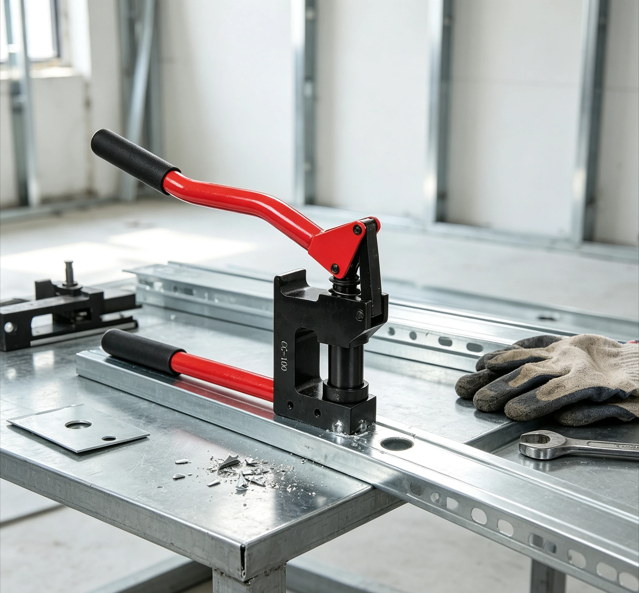 Manual Round Hole Punch for Sheet Metal Iron Aluminum Stainless Steel Light Steel Keel Punching Tool Heavy Duty Portable