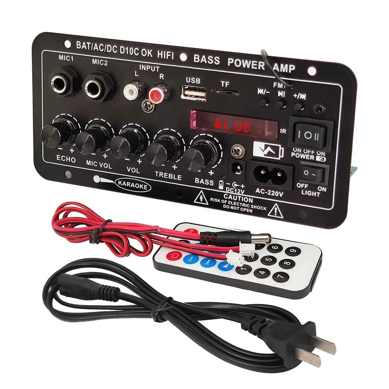 WOOPKER 30 واط-120 واط الرقمية بلوتوث مكبر للصوت مجلس D10C مضخم الصوت المزدوج ميكروفون أمبير المتكلم لسيارة كاريوكي المسرح المنزلي لتقوم بها بنفسك