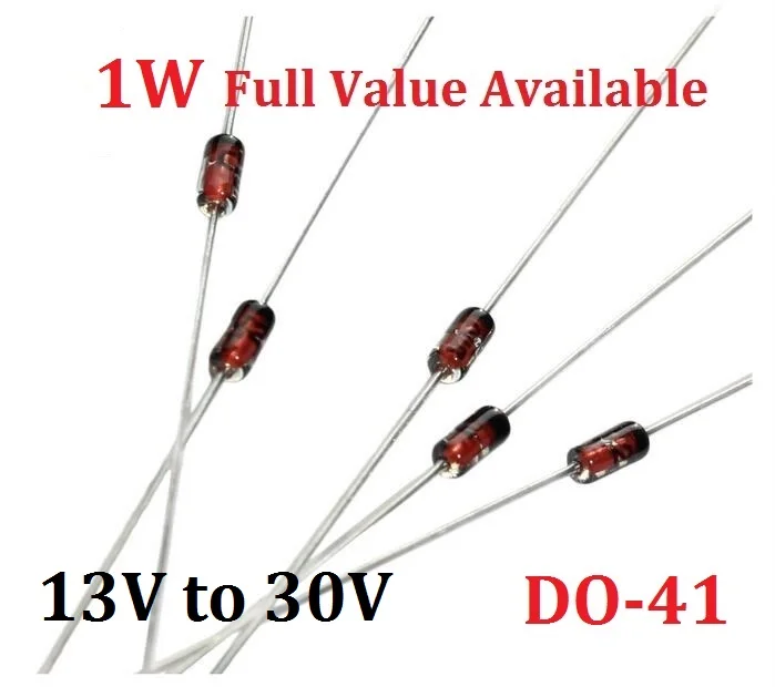 50PCS 1W Zener Diode IN4743A/13V IN4744A/15V 1N4745A/16V IN4746A/18V IN4747A/20V IN4748A/22V IN4749A/24V IN4750A/27V IN4751A/30V