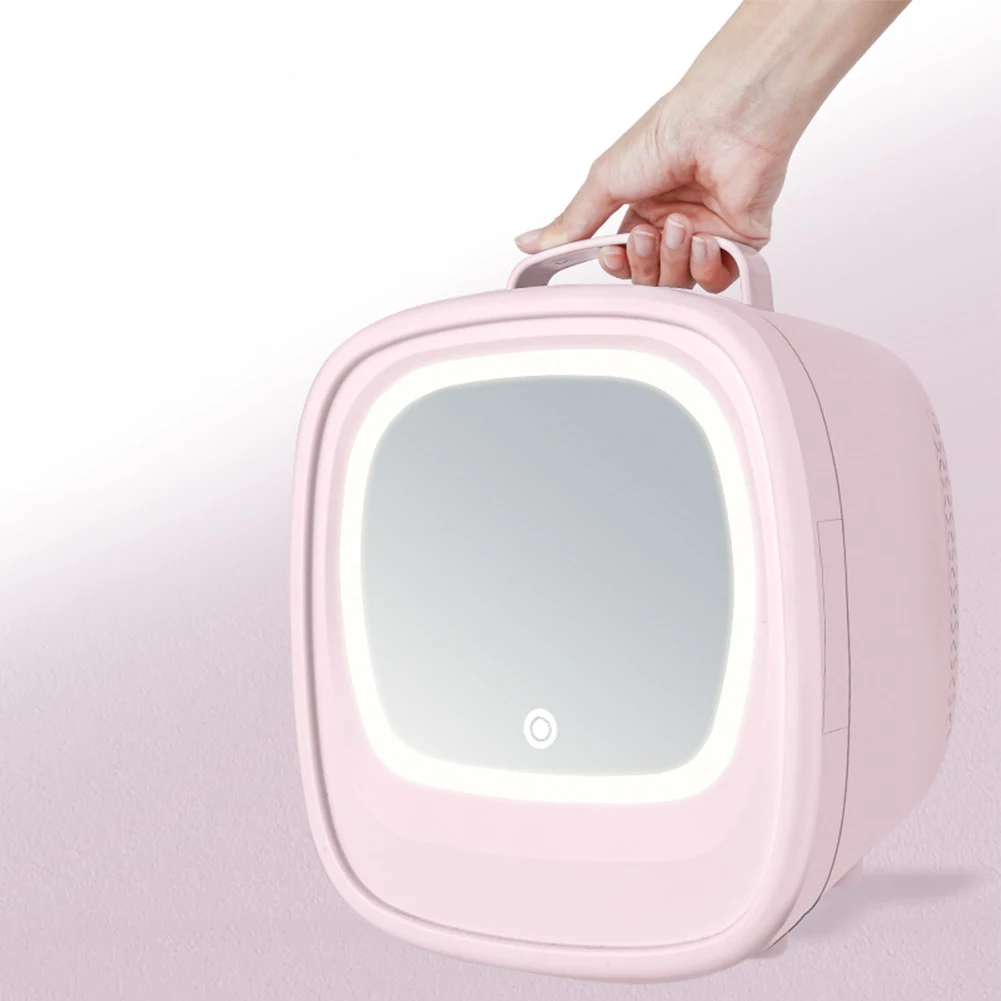 6L Mini Skincare Fridge With LED Lighted Mirror Portable Personal Beauty Refrigerator Compact Cooler Or Warmer For Skincare Food