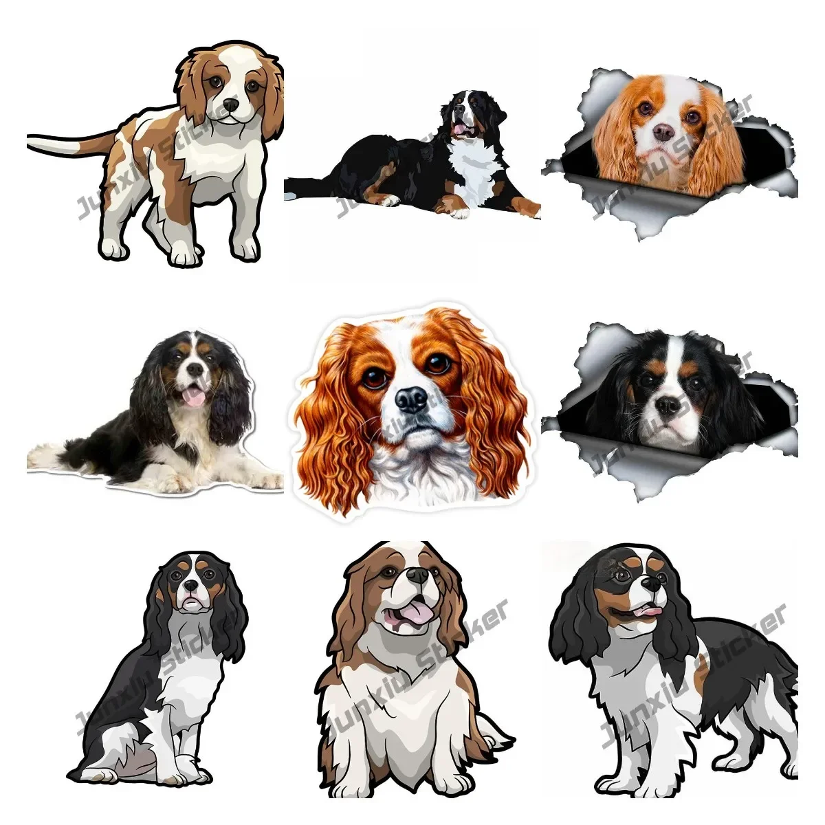 Cute King Charles Knight Hound of England Stickers Waterproof Decal Decoration Car SUV Bumper Guitar Truck Window Anti Scratch