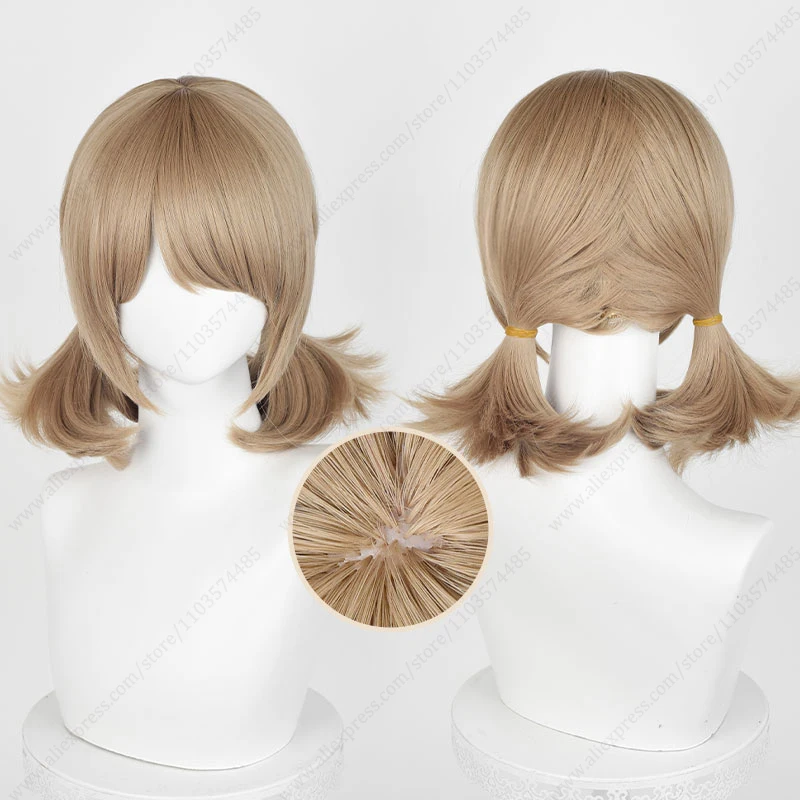 

Emma Woods Gardener Cosplay Wig 37cm Long Linen Brown Wigs Heat Resistant Synthetic Hair