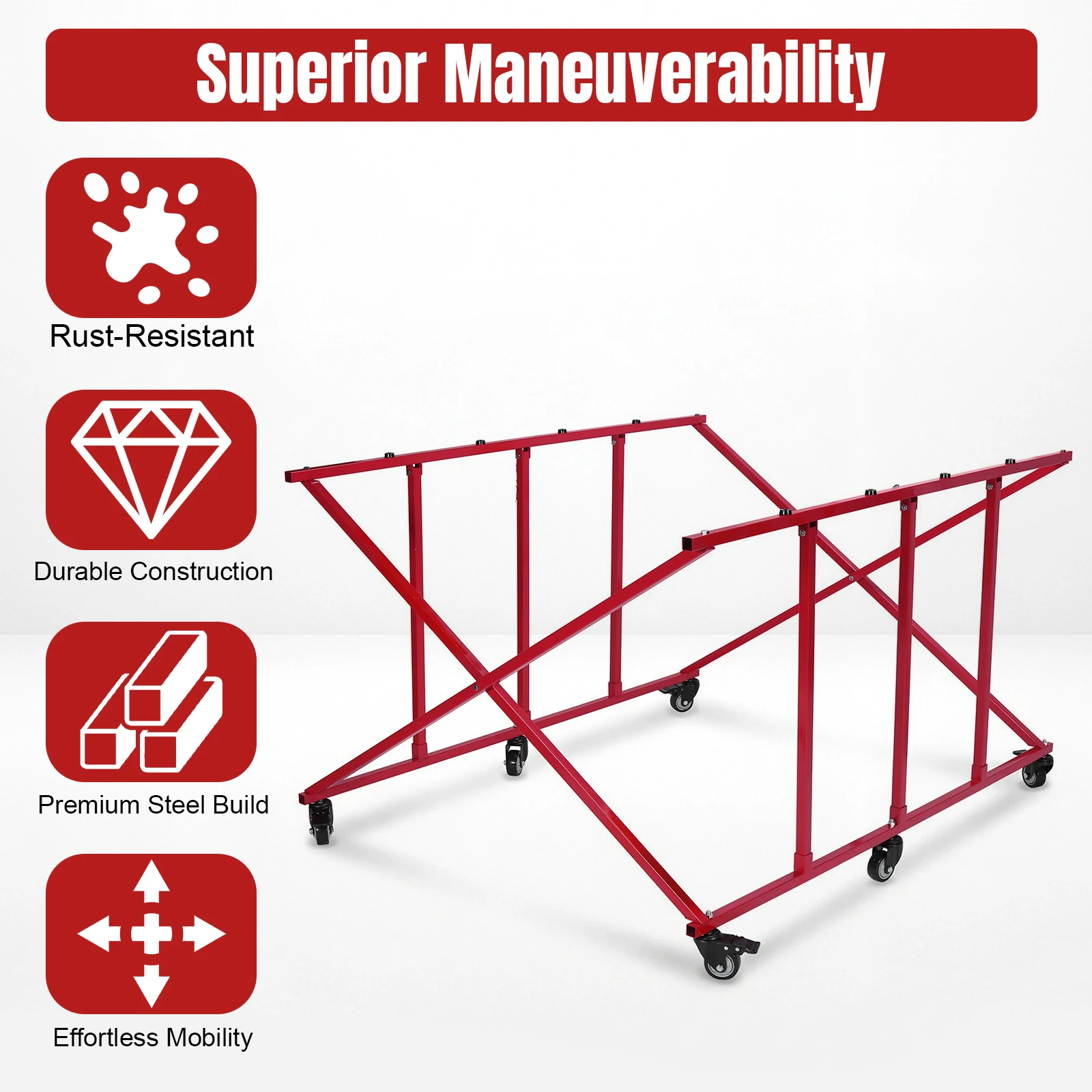 

Foldable Truck Bed Dolly Lifter W/6 Wheels Removable Auto Transporter Rack 800lbs Weight Capacity for Car Storage & Workshop