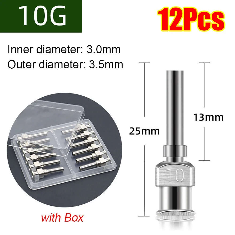 

12Pcs Stainless Steel Dispensing Machine Needle 8G-30G Fluids Blunt Tip Industrial Glue Injection Needle Metal 25mm