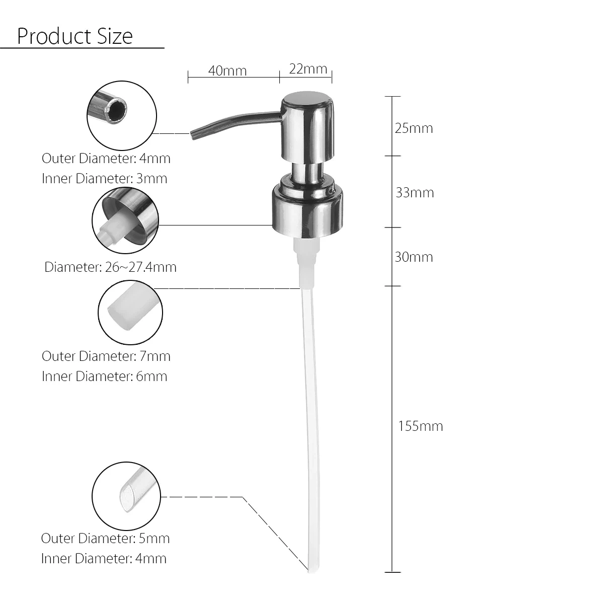 

Stainless Steel Lotion Pump Liquid Soap Dispenser Universal Bottle Travel Size Reusable For Lotions Conditioner Long Lasting