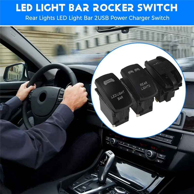 شريط إضاءة LED مفتاح الروك تبديل التبديل الأضواء الخلفية الروك التبديل الروك التبديل المزدوج USB شاحن الطاقة-A02G #4