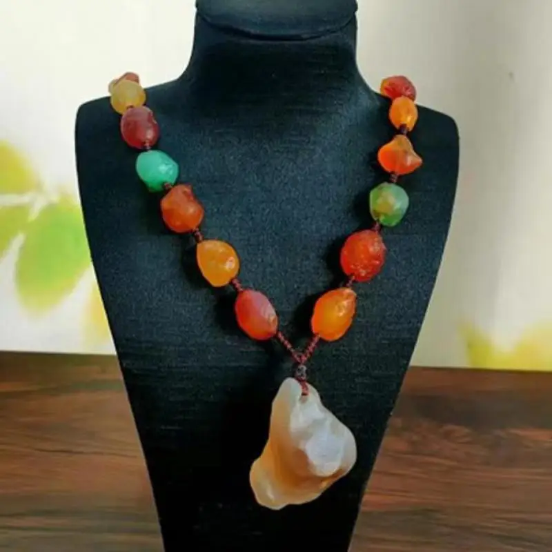 

Ожерелье из натурального агата для мужчин и женщин, целебный драгоценный камень, ювелирные изделия, натуральный бразильский агат, необработанный камень, красочное ожерелье, цепочка для свитера