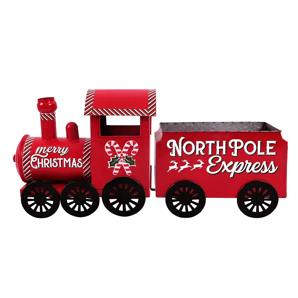 Christmas Small Train Christmas Party Interior Decoration Metal Red Small Train Craft Supplies Train Decoration New Year Gifts