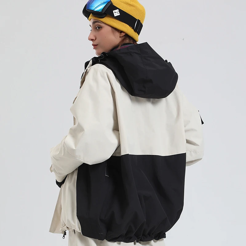 Chaqueta de esquí cálida con capucha para mujer, abrigos de nieve para deportes al aire libre, ropa de Snowboard impermeable para montaña, invierno 2025