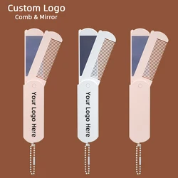 1 Pc Personalized Portable Mirror Comb Set Gift Idea Bridesmaid Souvenir Wedding Birthday Keychain Pendant Custom Logo Mirrors