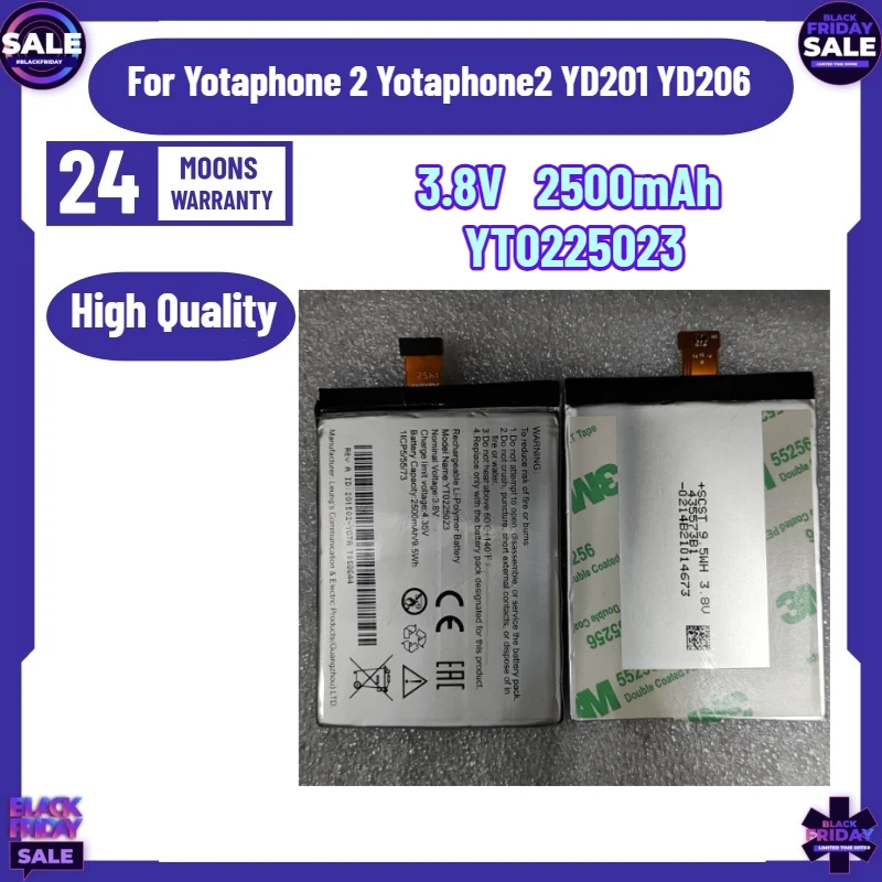 3.8V 2500mAh Mobile Phone Batteries YT0225023 For Yotaphone 2 Yotaphone2 YD201 YD206 Cellphones Portable Battery