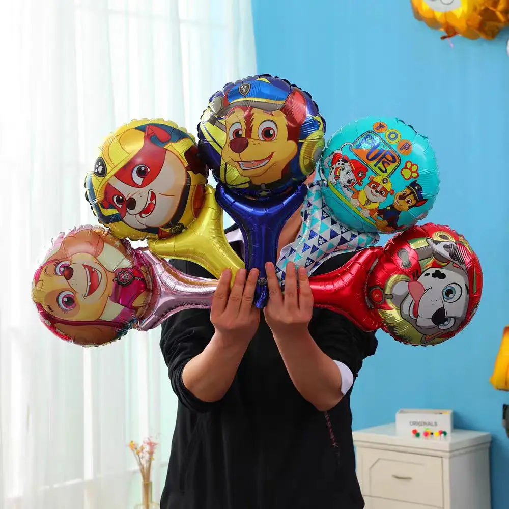 

10Pcs 25*35Cm Paw Patrol Hand Stick Foil Balloons Globals Cartoon Dog Strip Balls Sids Boy Birthday Party Inflatable Toys Gift