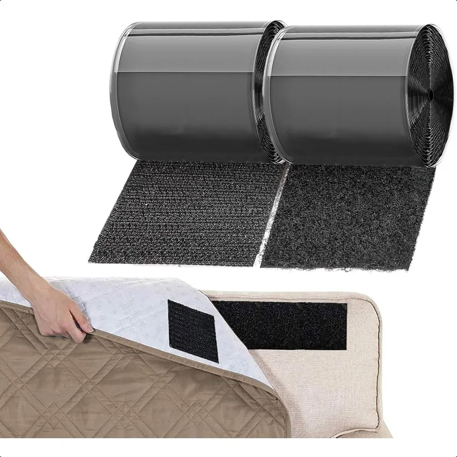 

11cm 4.3 in x 6M(19.7FT) NonSlip Couch Grips Keep Cushions from Sliding on Sofa and Furniture Hook and Loop Tape with Adhesive