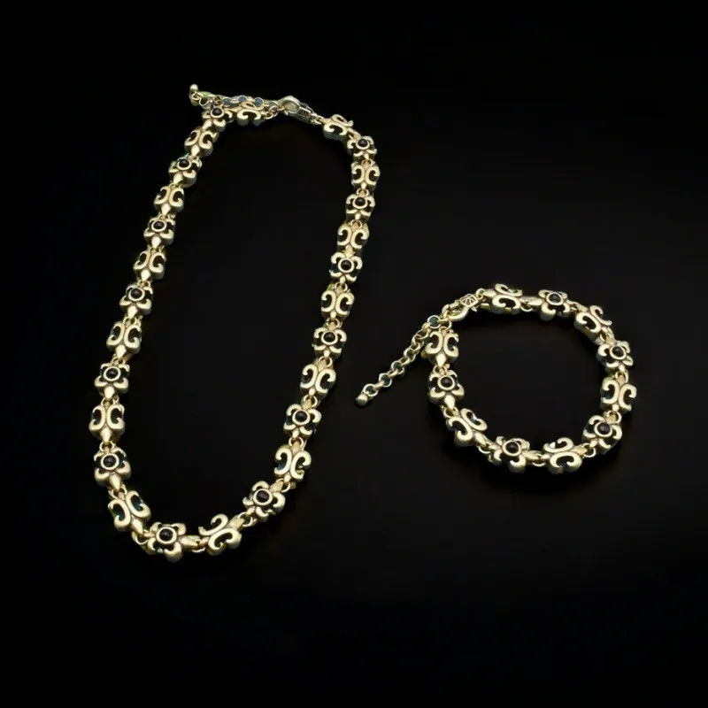 

Vintage French Babylonian Iris Necklace Bracelet Set