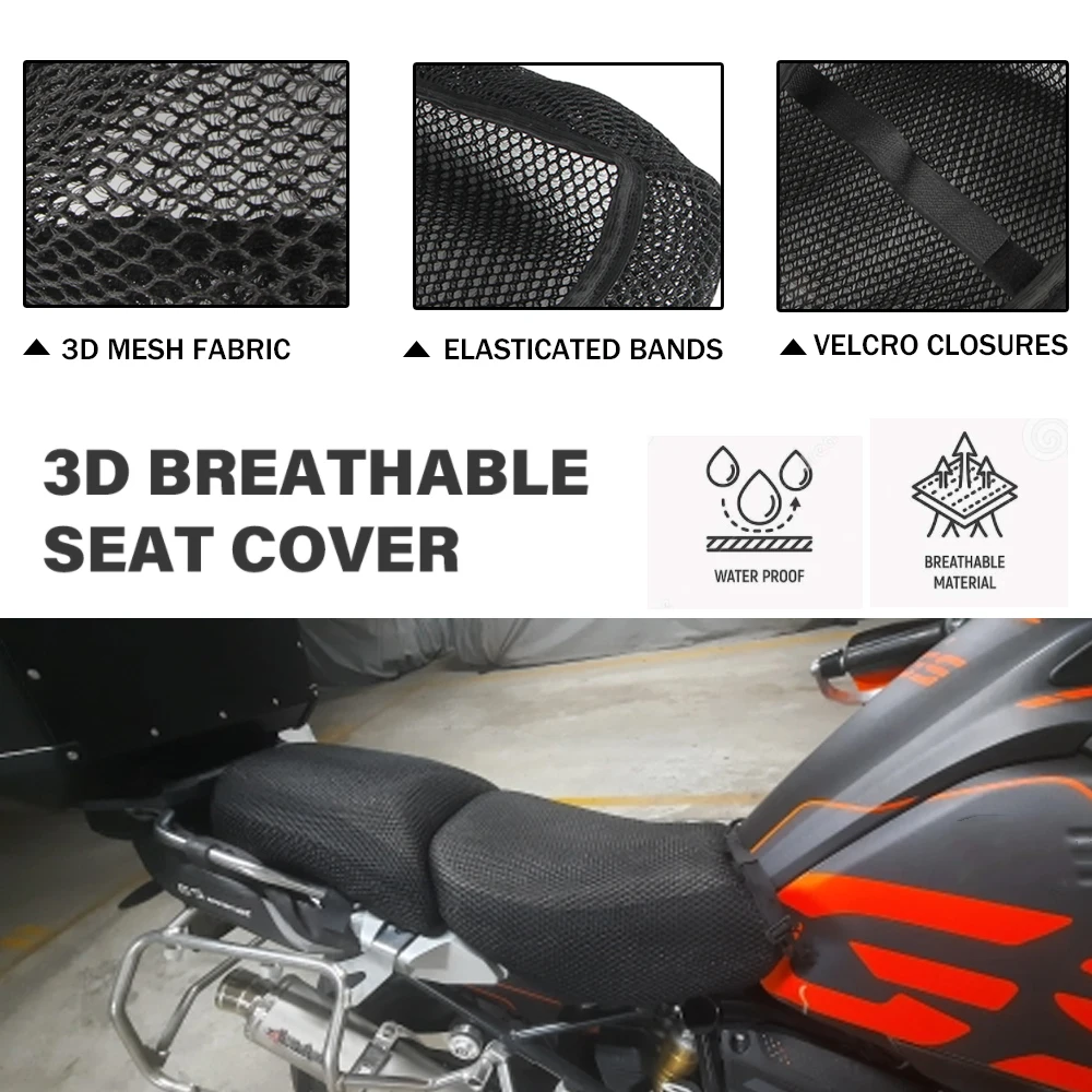 Non Slip Motorcycle Seat Cushion Cover 3D Mesh Net Black Protector For BMW R 1200GS Adventure R1200GS ADV LC R1200 GSA 2013-2018