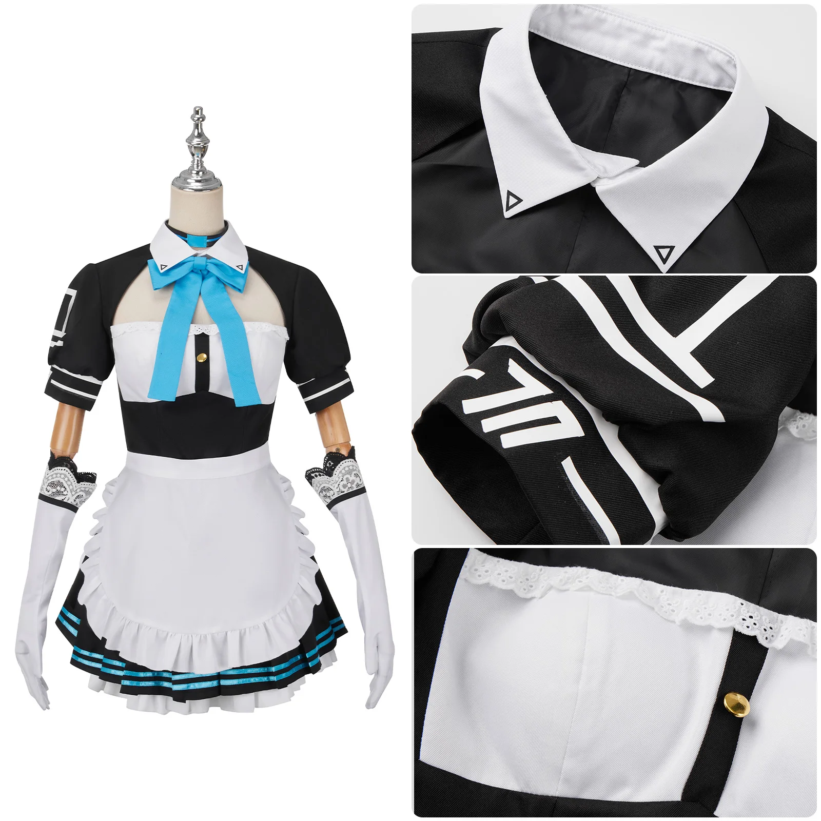 Disfraz de Itinose Asena Maid para mujer, traje de uniforme, delantal, juego de rol para fiesta de Halloween