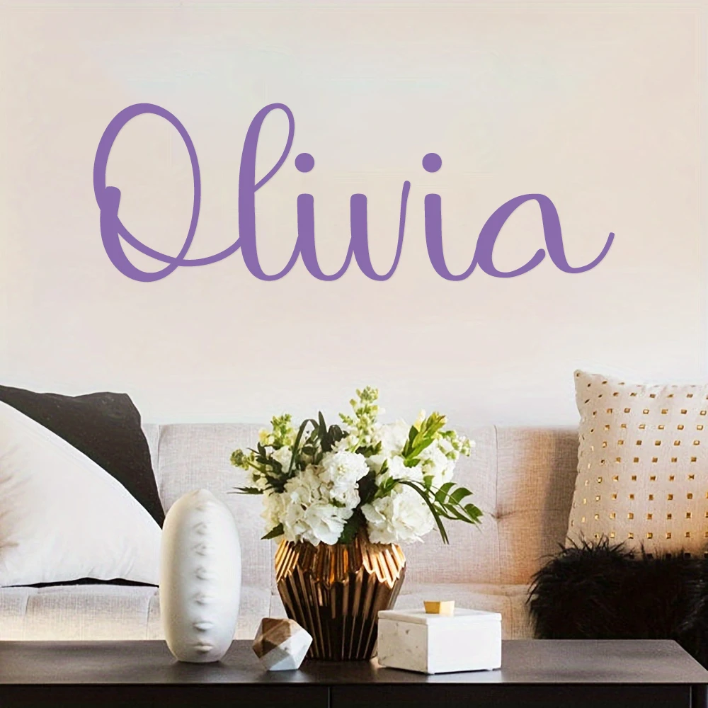 1pc Custom Heart Cursive Name Wall Decal, Self‑Adhesive Removable Sticker for Kids Bedroom Mirror Home Interior Decoration - view 5